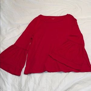 Loft Red Bell Sleeve long Sleeve Blouse Large L